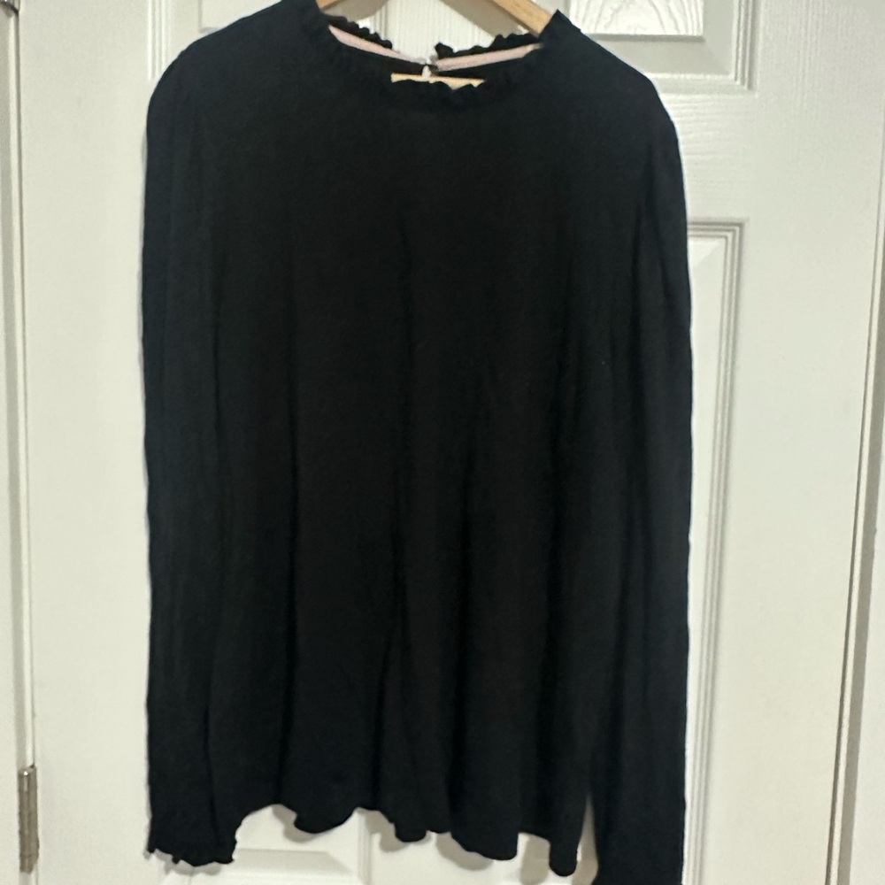Boden Elegant Black Ruffle Top